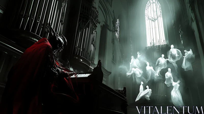 AI ART Phantom's Serenade: A Ghostly Church Performance