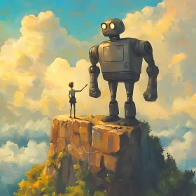 Robot and Girl Friendship Art