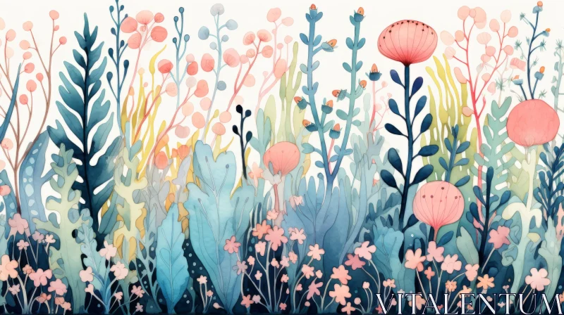 Whimsical Watercolor Meadow: A Floral Symphony AI Image
