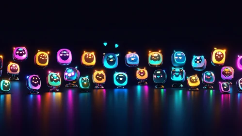 Colorful Glowing Robots Collection