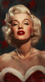 Timeless Beauty of Marilyn Monroe with Iconic Blonde Curls and Red Lips