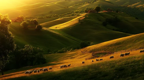 Pastoral Landscape at Sunset