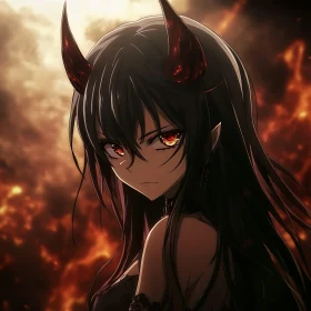 Crimson-Eyed Demon Anime Character