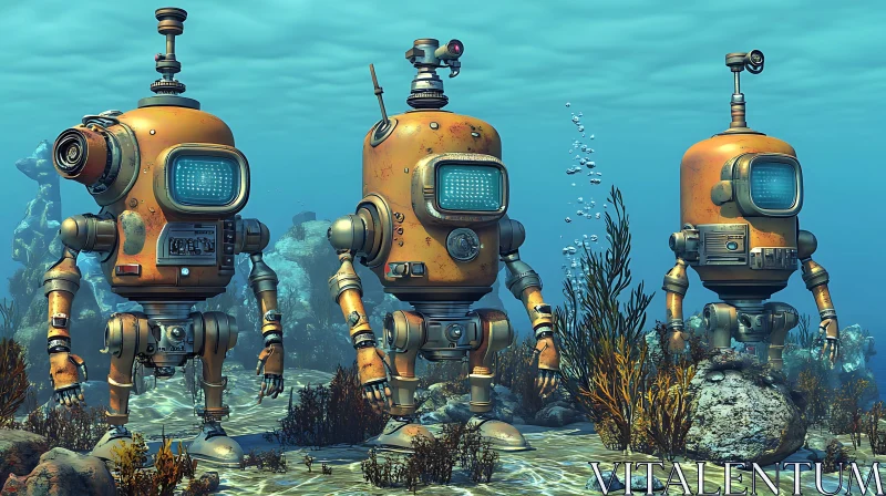 Retro Robot Sea Exploration AI Image