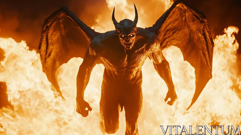 Infernal Demon with Wings and Horns AI Image