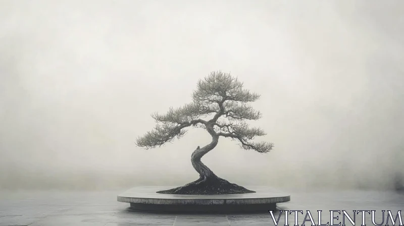 Minimalist Bonsai Tree Art Print AI Image