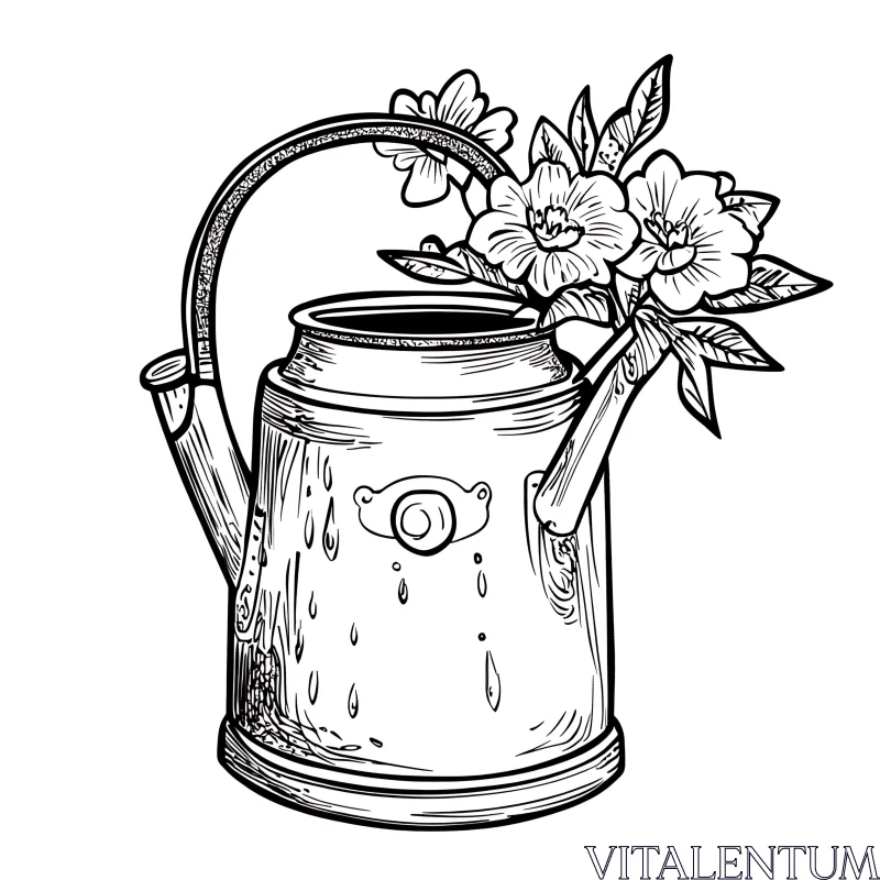 Watering Can Floral Arrangement AI Image