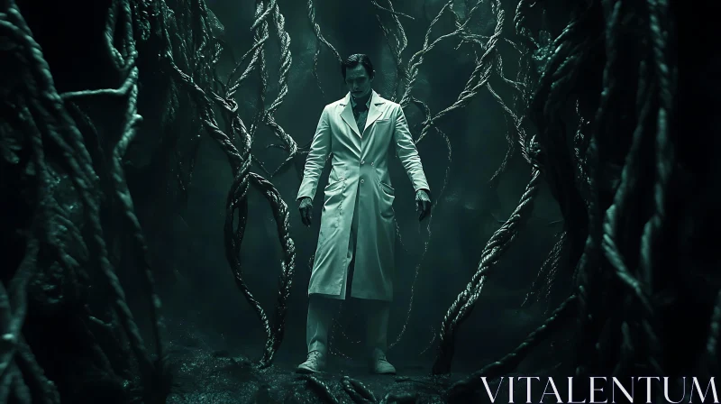 AI ART Man in White Coat, Dark Ambiance