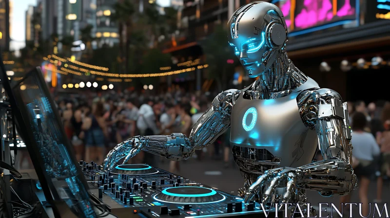 Robot DJ at Urban Music Event AI Image