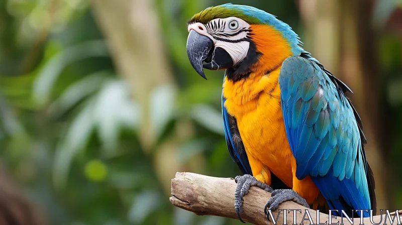 AI ART Colorful Parrot on Tree Limb