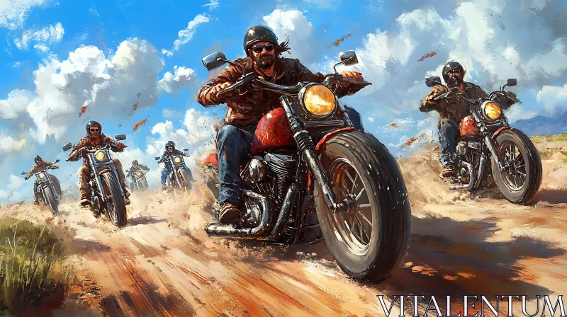 AI ART Bikers on a Dusty Road