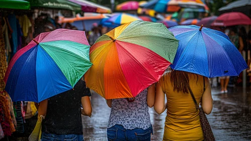 Umbrellas in the rain