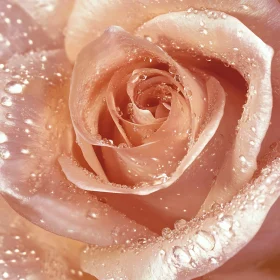 Pink Rose with Dew Close-Up