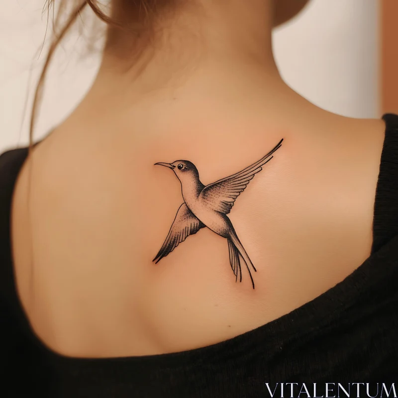 Intricate Bird Tattoo Design on Skin AI Image