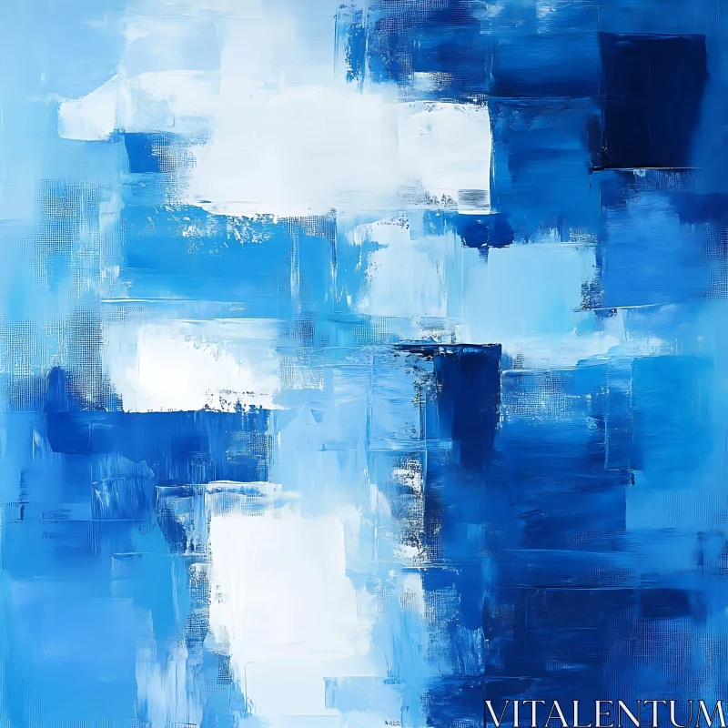 AI ART Tranquil Geometric Blue Art