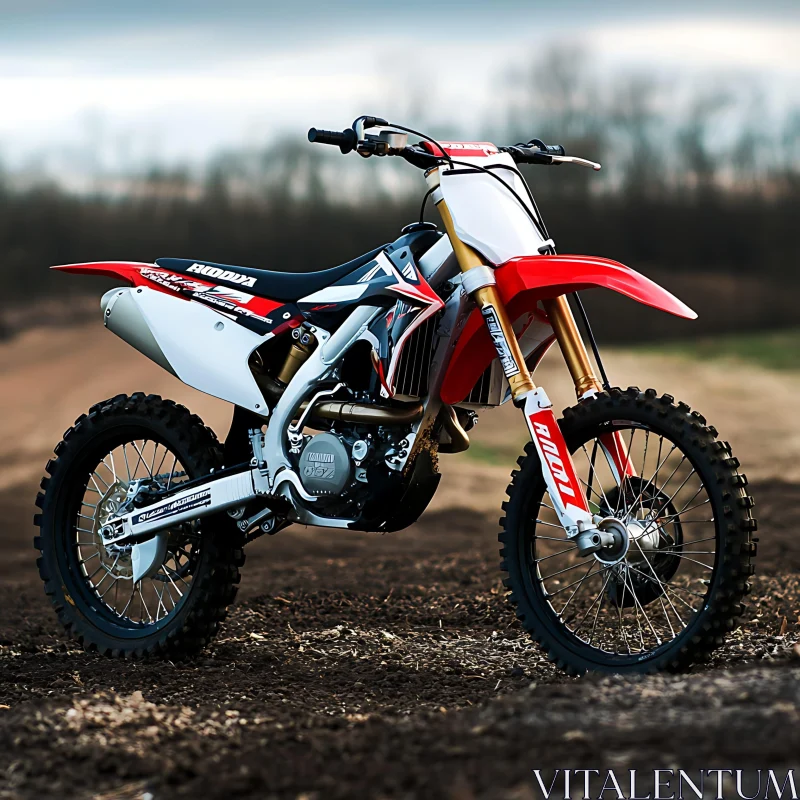 Off-Road Motorcycle on Dirt Track AI Image