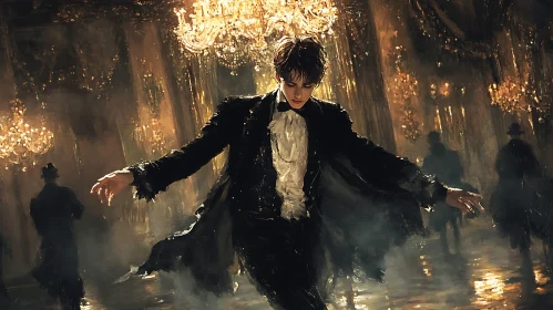 Tuxedo Man in Golden Ballroom