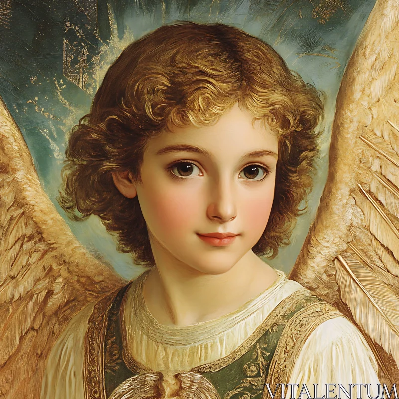 AI ART Child Angel with Feathered Wings