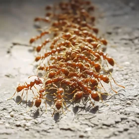 Macro Shot of Red Ants Moving Together