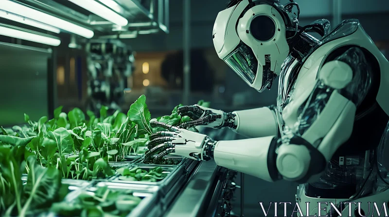 Automated Agriculture: Robot and Plant Life AI Image