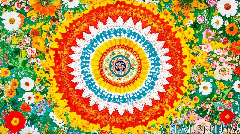 AI ART Vibrant Flower Mandala Art Composition