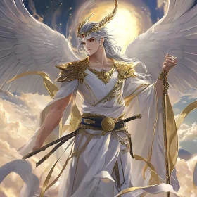 Winged Angel Warrior in Divine Light