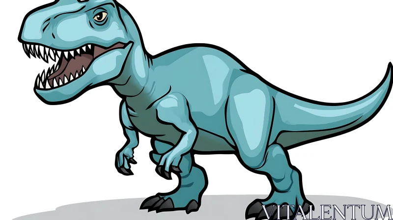 AI ART Light Blue Cartoon Dinosaur Illustration