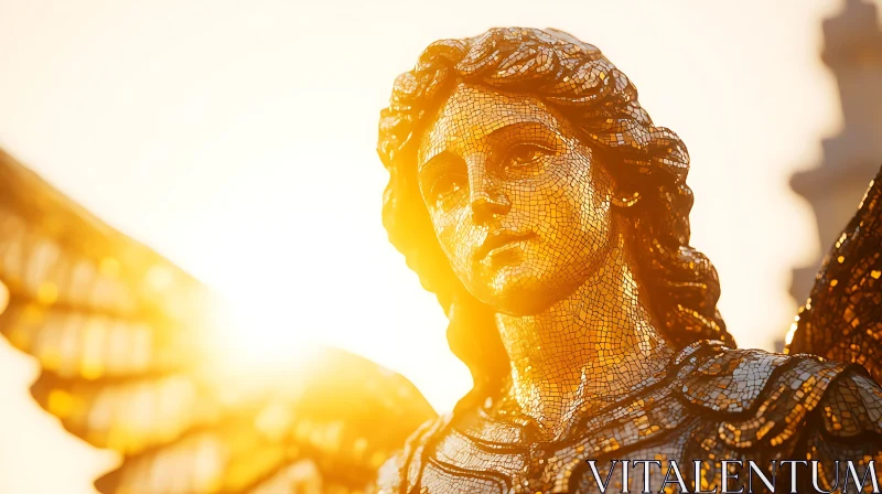 AI ART Golden Angel Statue in Sunlight