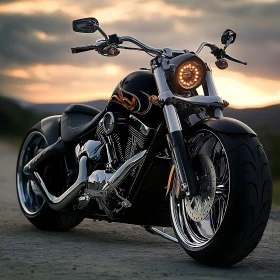 Sunset Ride on a Classic Motorcycle