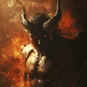 Fiery Demon with Horns