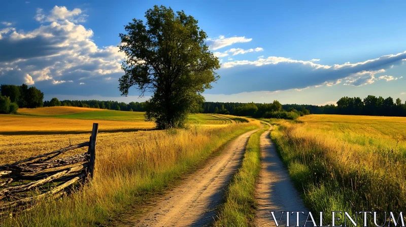 AI ART Golden Fields and Winding Road