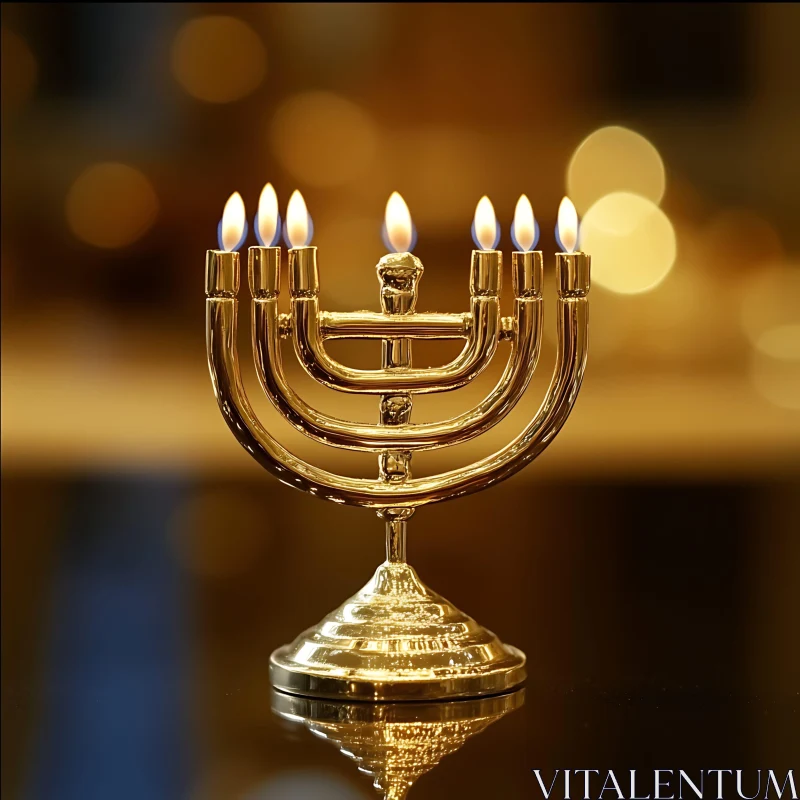 Illuminated Hanukkah Menorah AI Image