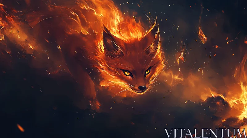 Fox Engulfed in Flames: A Stunning Artwork AI Image