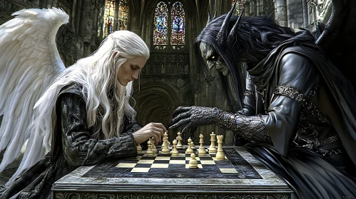 Chess Match Between Good and Evil