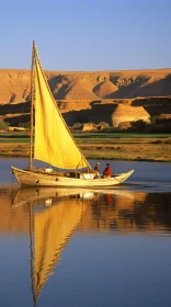 Ancient Egypt Inspired Sailing Boat: A Serene and Charming Image