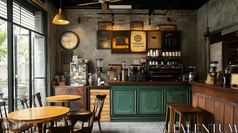 AI ART Rustic Cafe Interior with Wooden Accents