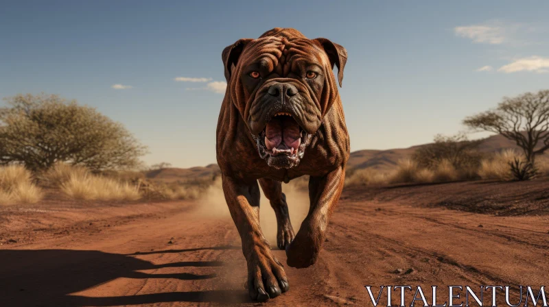 Bulldog on a Dirt Road: A Masterpiece of Canine Portraiture AI Image