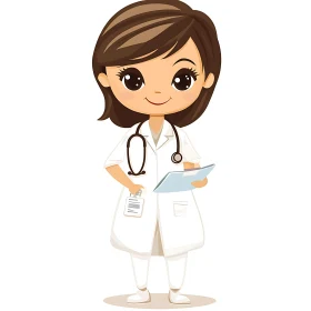 Friendly Cartoon Doctor with Clipboard
