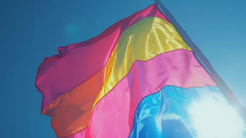 Colorful Pan Pride Flag in the Sky