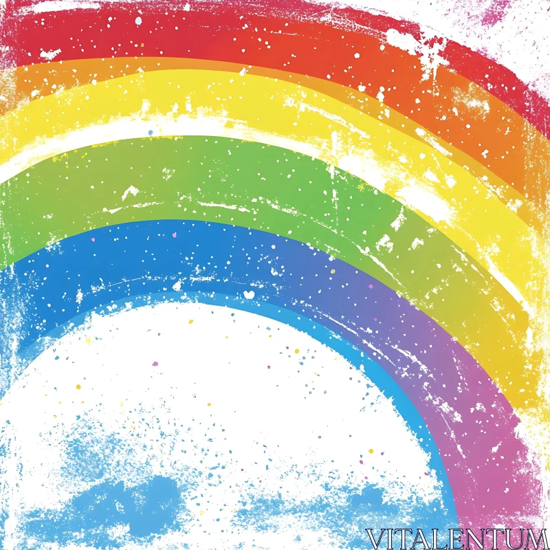 Distressed Rainbow Arc on White Backdrop AI Image