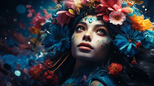 Floral Fantasy: Artistic Girl Portraits with Realistic Touch