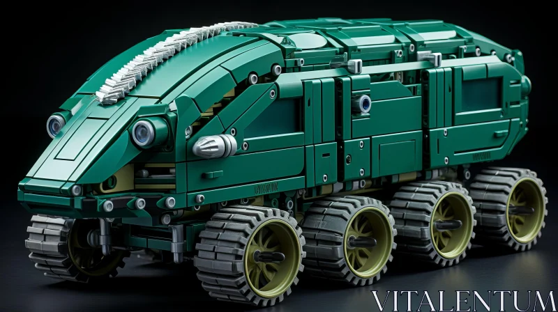 Neo-Traditional Japanese Lego Vehicle in Emerald AI Image