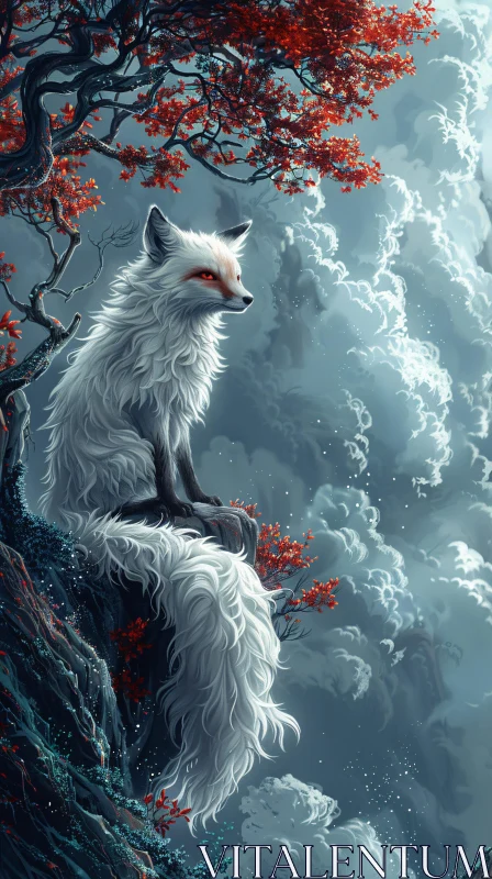 AI ART Mystic Fox with Red Eyes