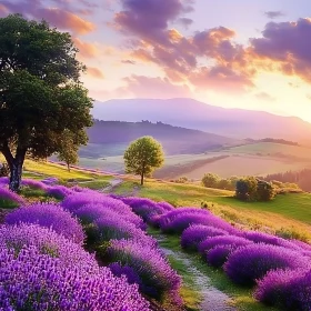 Tranquil Lavender Sunset Landscape