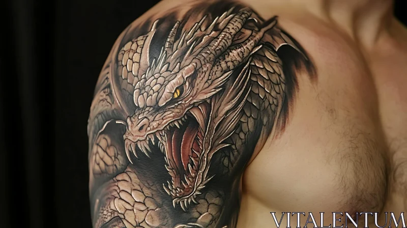 Intricate Dragon Tattoo Art on Upper Arm AI Image