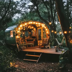 Secluded Cabin in the Woods at Twilight