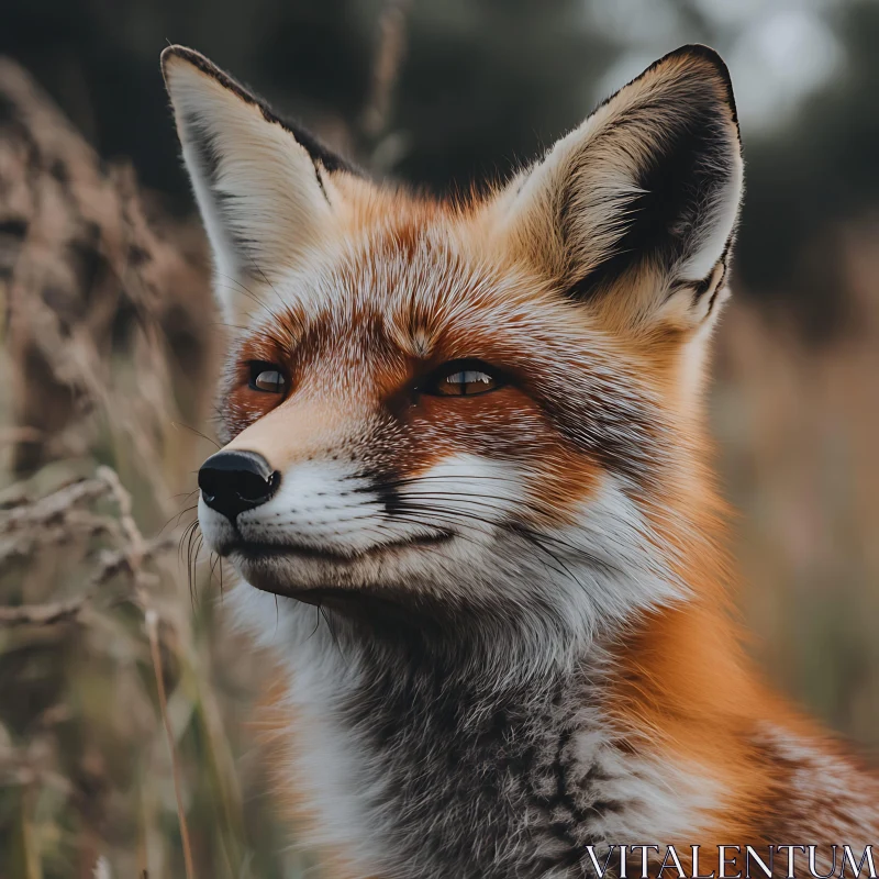 Fox Portrait with Orange and White Fur AI Image