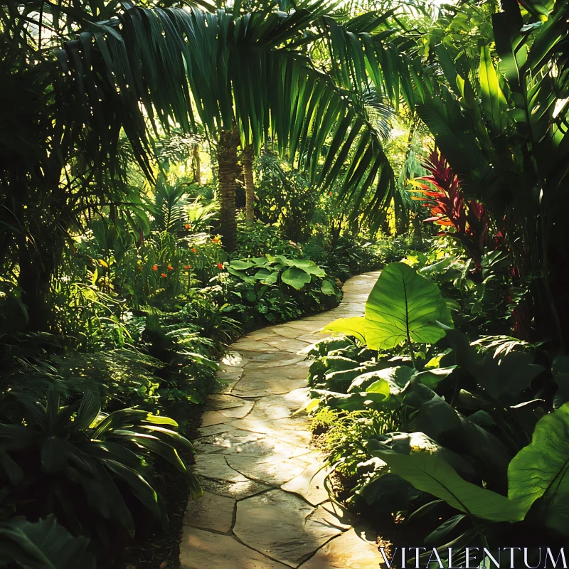 Lush Botanical Garden Pathway AI Image