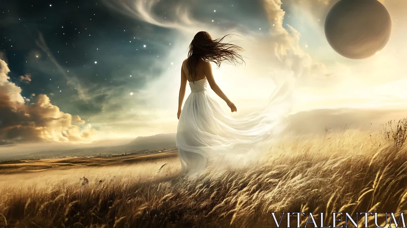 AI ART Dreamscape: Woman in White Gown