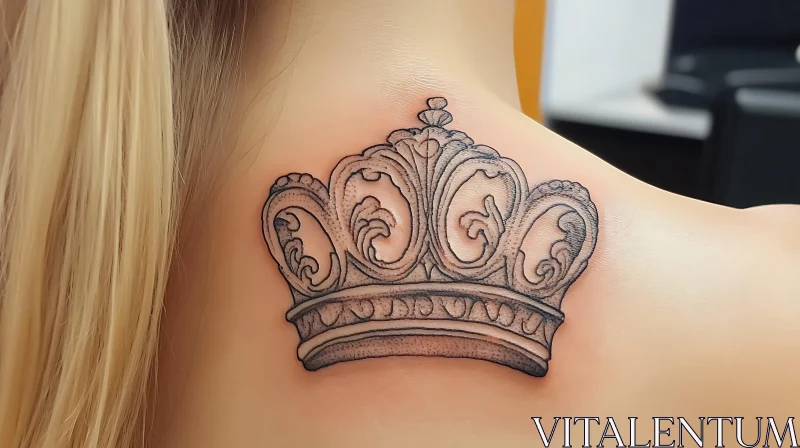 Intricate Crown Neck Tattoo Design AI Image